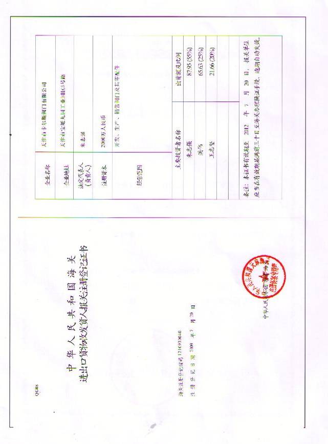 進(jìn)出口證書(shū)